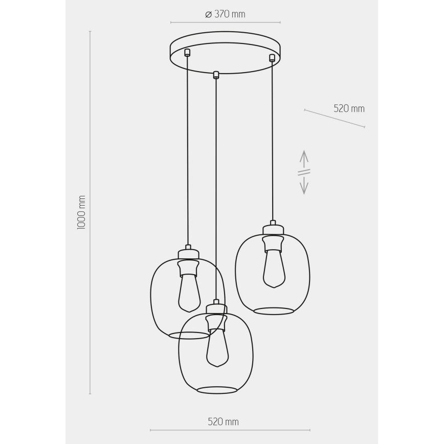 Hanglamp aan koord ELIO 3xE27/15W/230V