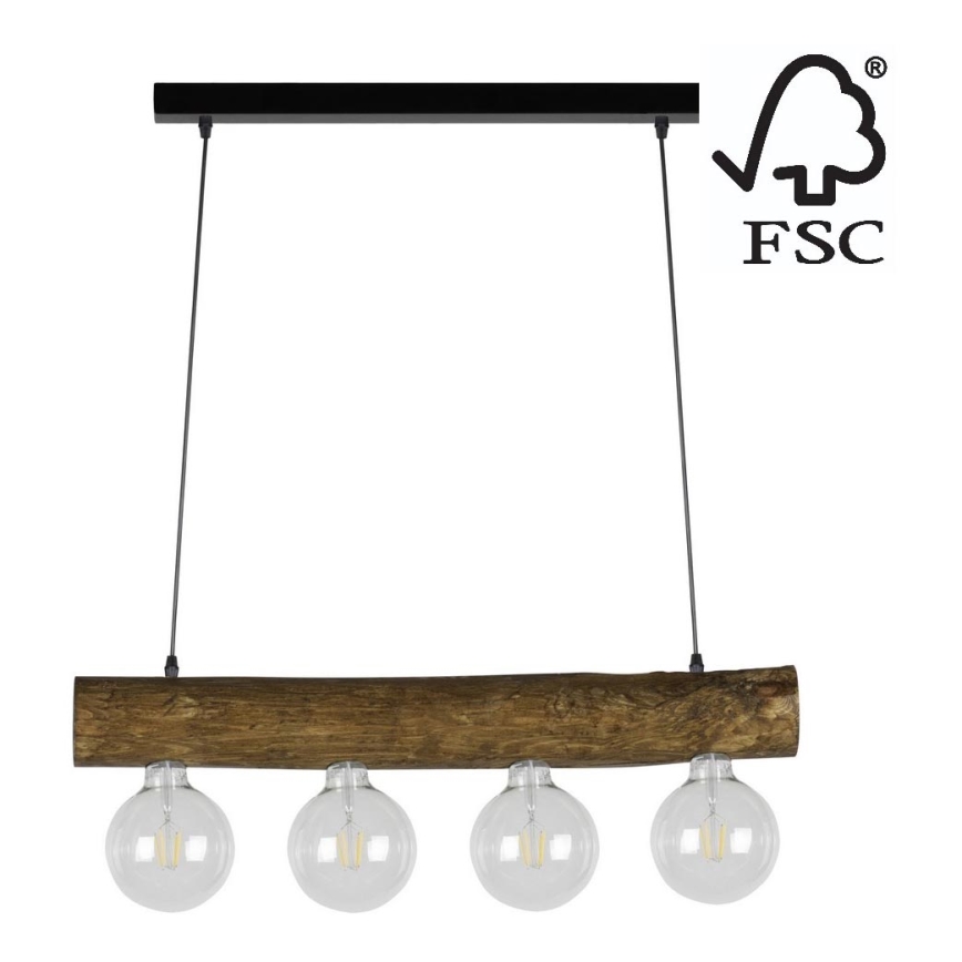 Hanglamp aan koord TRABO 4xE27/60W/230V - FSC-gecertificeerd