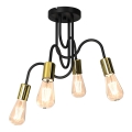 Hanglamp voor Oppervlak Montage DOW 4xE27/60W/230V zwart/goud