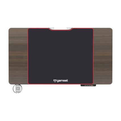 In hoogte verstelbare game tafel CONTROL 110x60 cm bruin/zwart