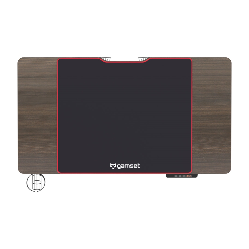 In hoogte verstelbare game tafel CONTROL 110x60 cm bruin/zwart