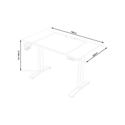 In hoogte verstelbare game tafel CONTROL 110x60 cm bruin/zwart
