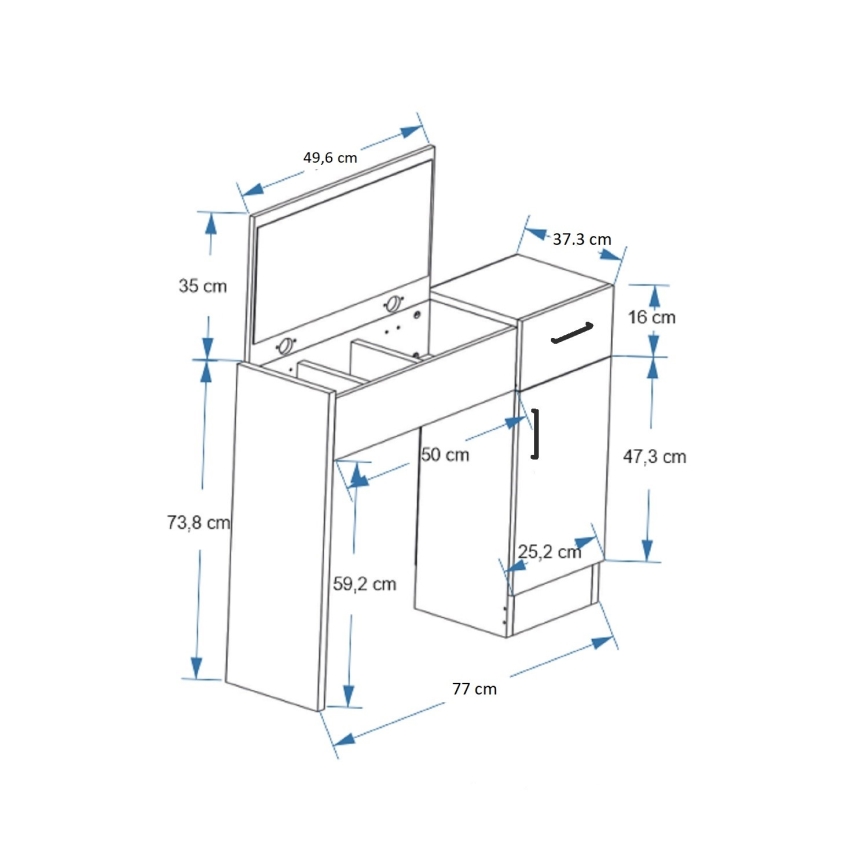 Kaptafel INCI 108,8x77 cm walnoot/zwart