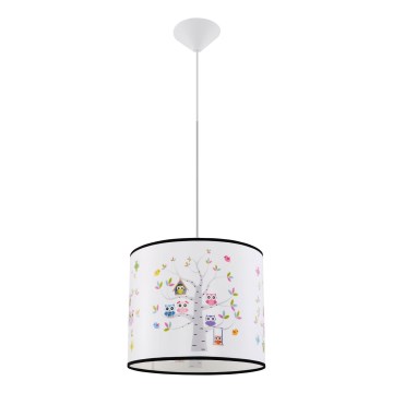 Kinder hanglamp aan een koord OWLS 1xE27/15W/230V diameter 30 cm uilen