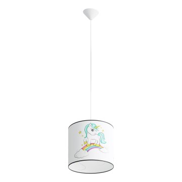 Kinder hanglamp aan een koord UNICORN 1xE27/15W/230V diameter 30 cm eenhoorn