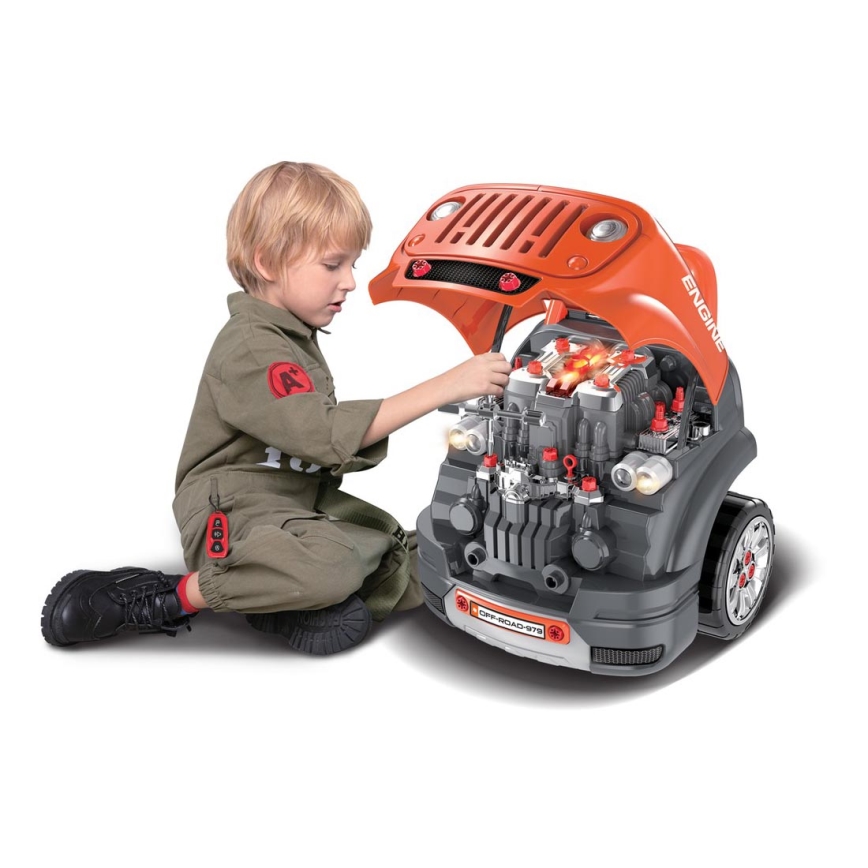 Kinderauto reparatiewerkplaats oranje/grijs