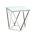 Koffie Tafel DIAMANTA 50x50 cm chroom/transparant