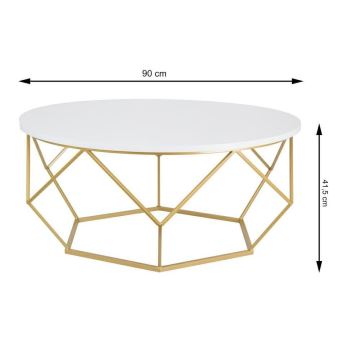 Koffie Tafel DIAMOND 41,5x90 cm goud/wit