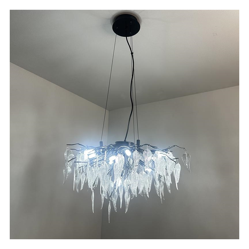 Kristallen hanglamp aan een koord 10xG9/40W/230V zwart