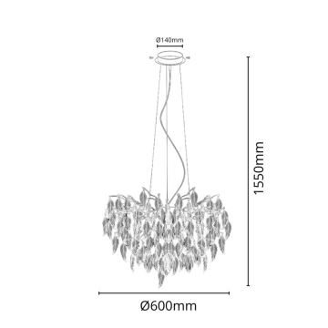 Kristallen hanglamp aan een koord 10xG9/40W/230V zwart