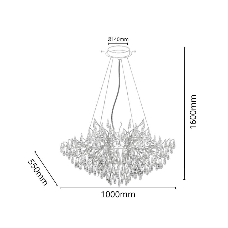 Kristallen hanglamp aan een koord 11xG9/40W/230V goud