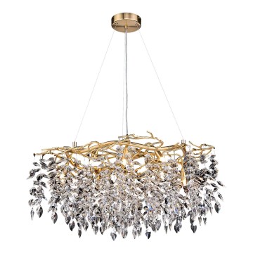 Kristallen hanglamp aan een koord 12xG9/40W/230V goud