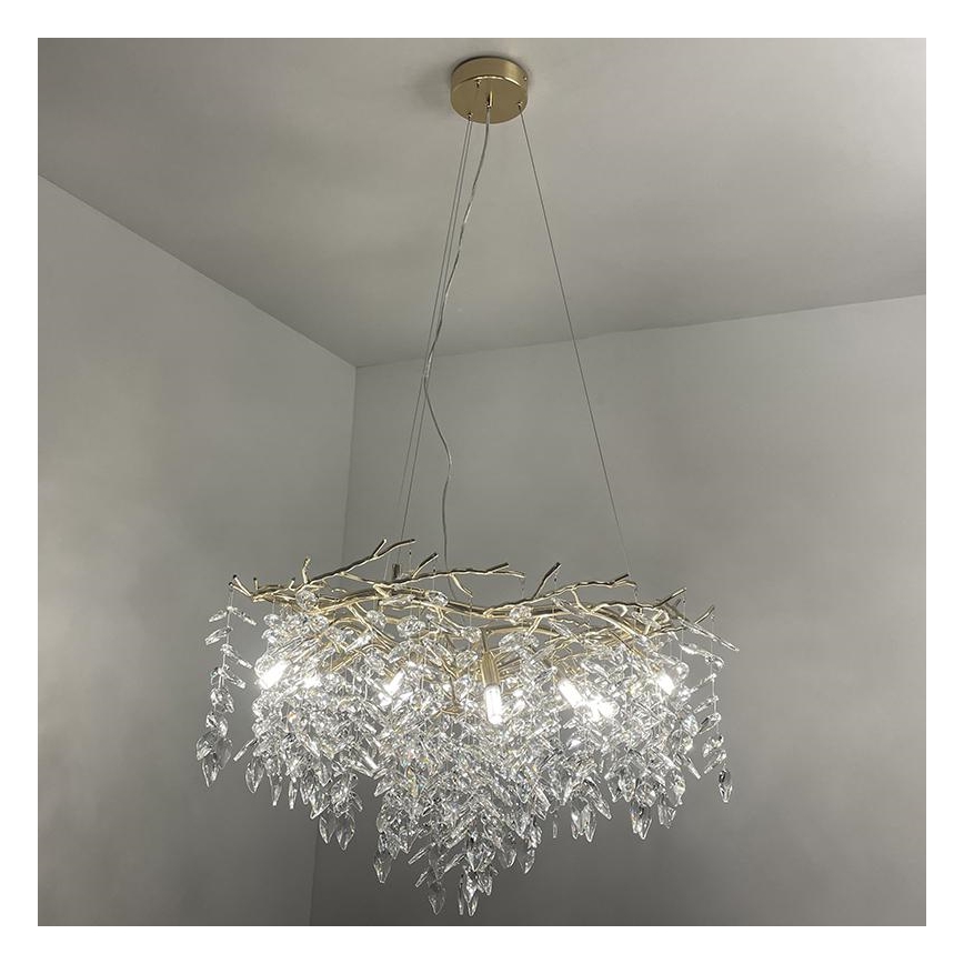 Kristallen hanglamp aan een koord 12xG9/40W/230V goud