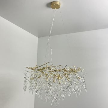 Kristallen hanglamp aan een koord 12xG9/40W/230V goud