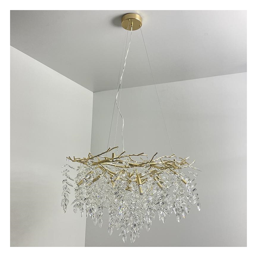 Kristallen hanglamp aan een koord 12xG9/40W/230V goud