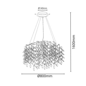 Kristallen hanglamp aan een koord 12xG9/40W/230V goud