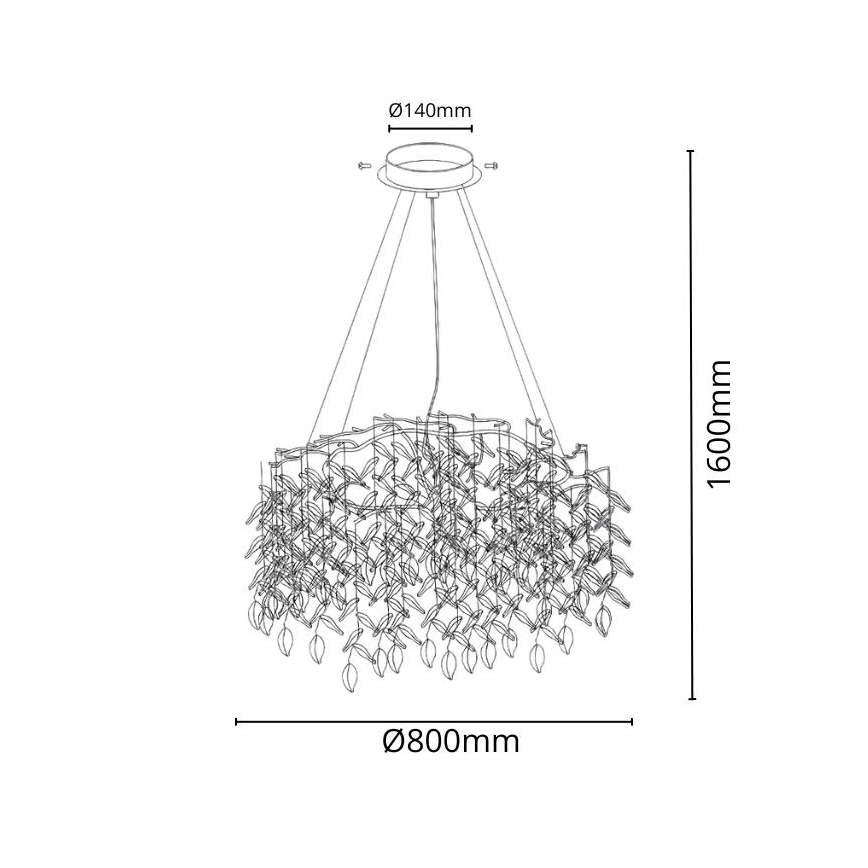 Kristallen hanglamp aan een koord 12xG9/40W/230V goud