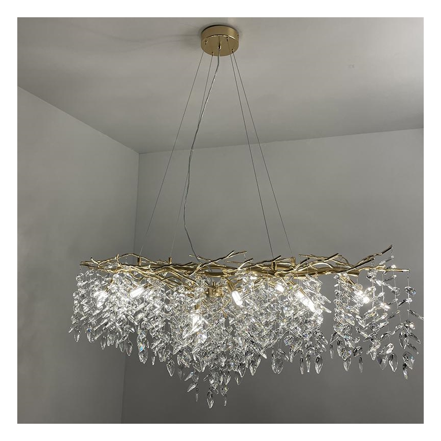 Kristallen hanglamp aan een koord 12xG9/40W/230V goud