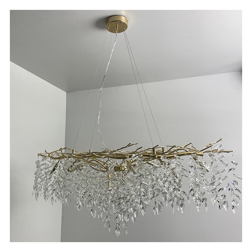 Kristallen hanglamp aan een koord 12xG9/40W/230V goud