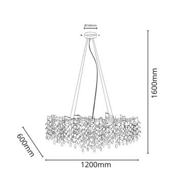 Kristallen hanglamp aan een koord 12xG9/40W/230V goud