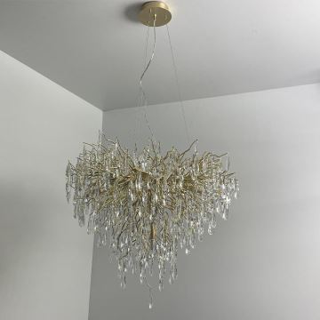 Kristallen hanglamp aan een koord 12xG9/40W/230V goud