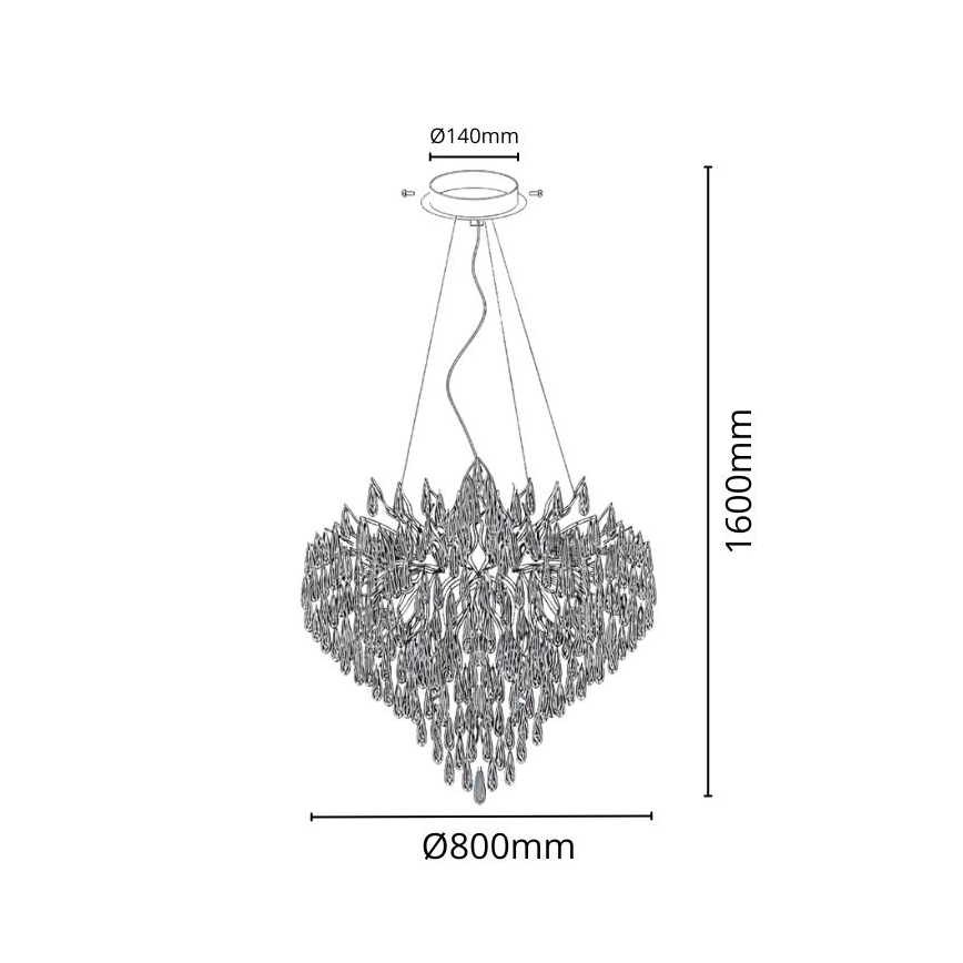 Kristallen hanglamp aan een koord 12xG9/40W/230V goud