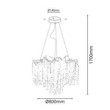 Kristallen hanglamp aan een koord 13xG9/40W/230V goud