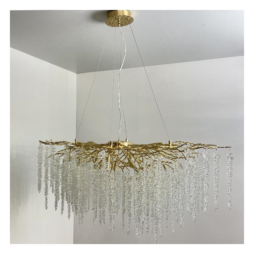 Kristallen hanglamp aan een koord 13xG9/40W/230V goud