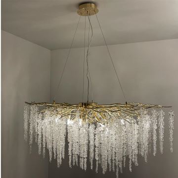 Kristallen hanglamp aan een koord 13xG9/40W/230V goud