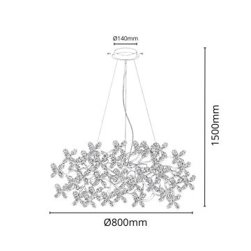 Kristallen hanglamp aan een koord 16xG9/40W/230V kleurrijk