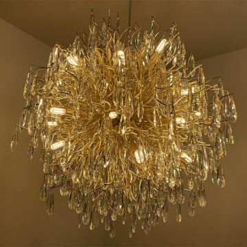 Kristallen hanglamp aan een koord 24xG9/40W/230V goud