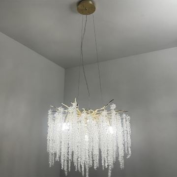 Kristallen hanglamp aan een koord 9xG9/40W/230V goud