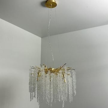 Kristallen hanglamp aan een koord 9xG9/40W/230V goud