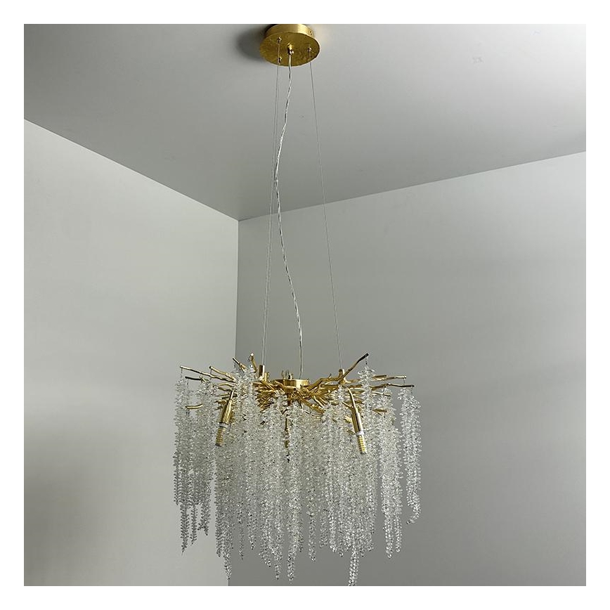 Kristallen hanglamp aan een koord 9xG9/40W/230V goud