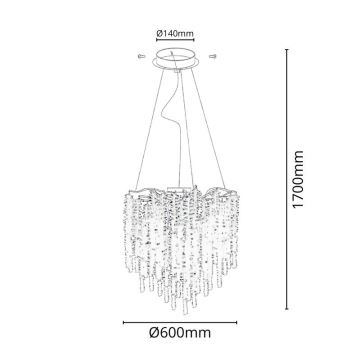 Kristallen hanglamp aan een koord 9xG9/40W/230V goud