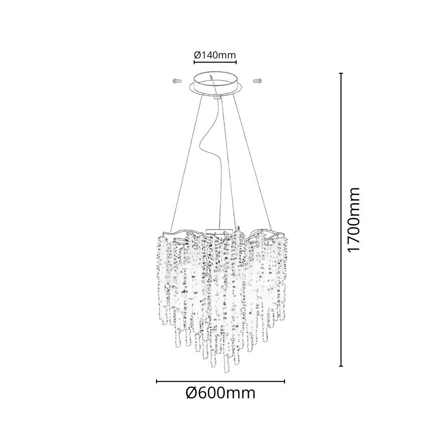 Kristallen hanglamp aan een koord 9xG9/40W/230V goud