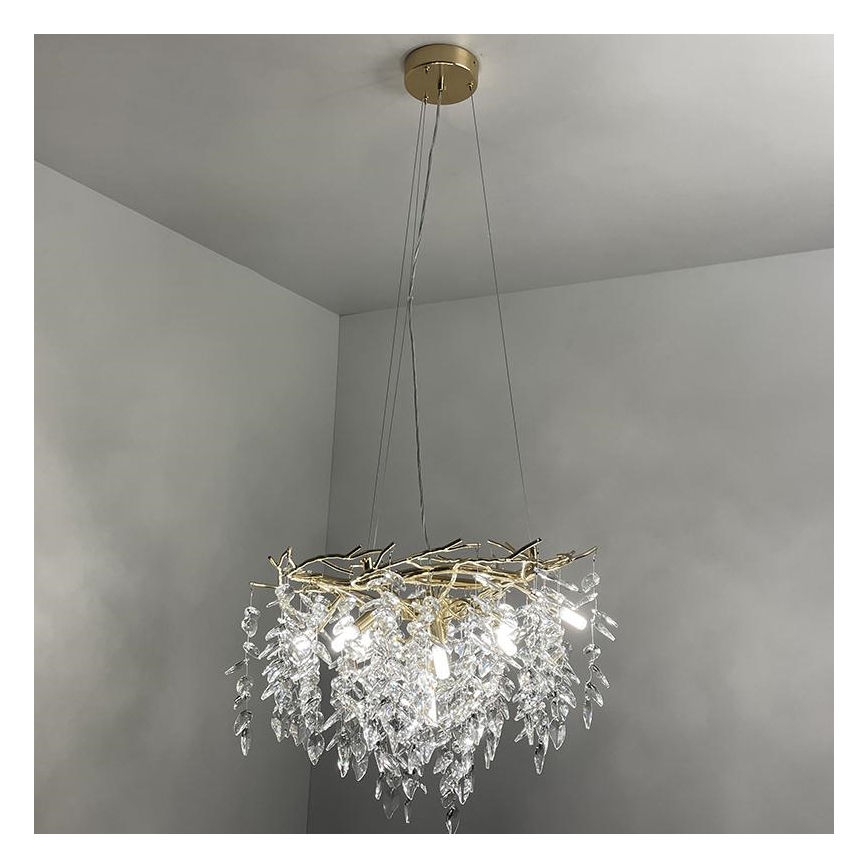 Kristallen hanglamp aan een koord 9xG9/40W/230V goud