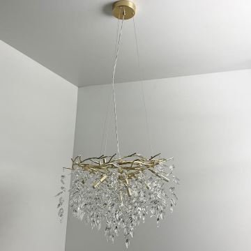 Kristallen hanglamp aan een koord 9xG9/40W/230V goud