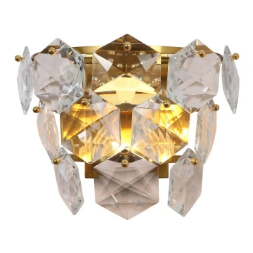 Kristallen wandlamp DIANA 2xE14/40W/230V goud
