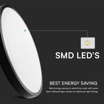 LED Badkamer plafondlamp SAMSUNG CHIP LED/18W/230V IP44 4000K diameter 25 cm zwart