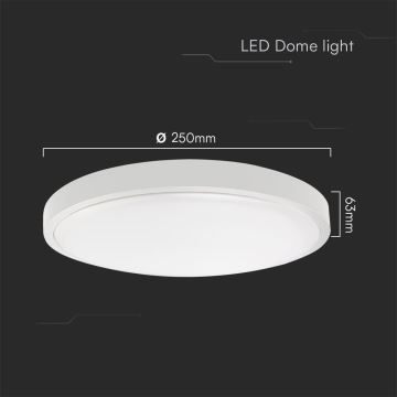 LED Badkamer plafondlamp SAMSUNG CHIP LED/18W/230V IP44 6500K diameter 25 cm wit