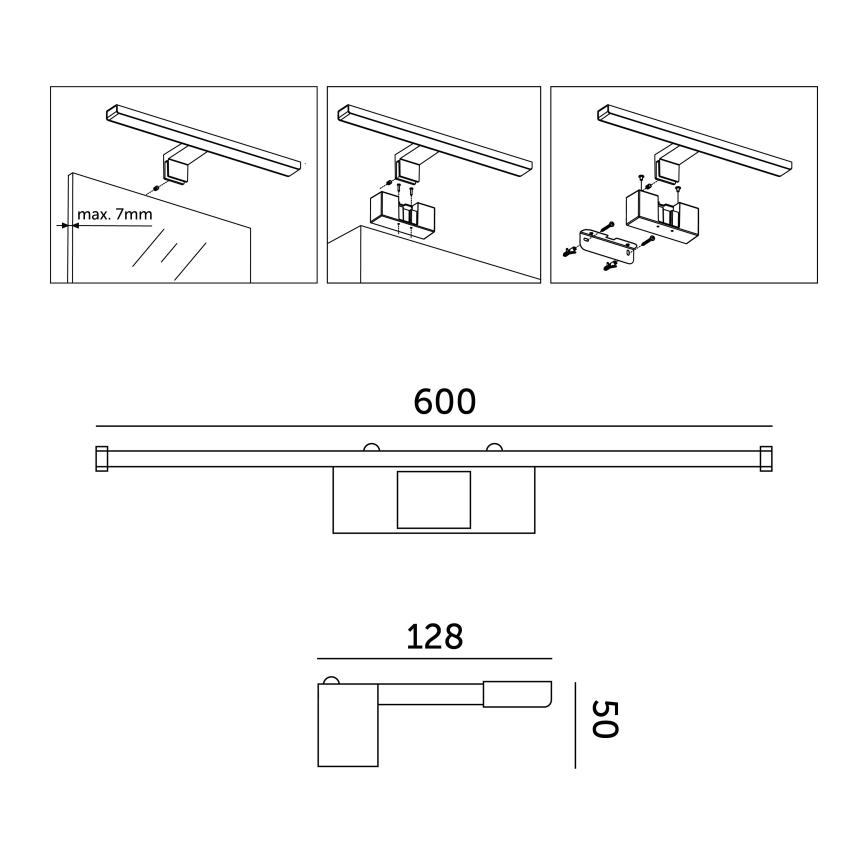 LED Badkamer spiegelverlichting LED/12W/230V 4000K IP44 60 cm