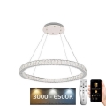 LED Dimbaar kristal Hanglamp aan een touw LED/100W/230V 3000-6500K zilver + afstandsbediening