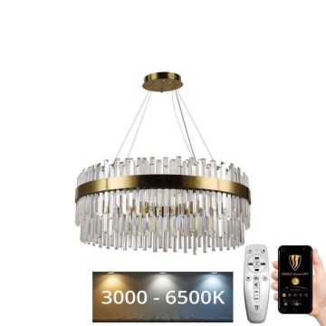 LED Dimbaar kristal Hanglamp aan een touw LED/110W/230V 3000-6500K goud + afstandsbediening