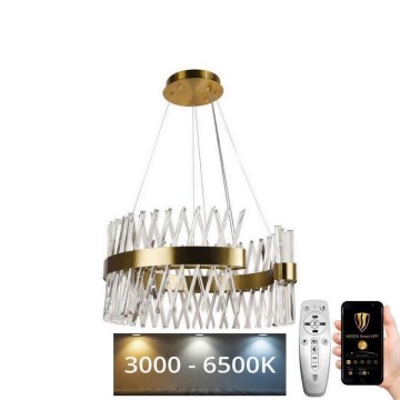 LED Dimbaar kristal Hanglamp aan een touw LED/130W/230V 3000-6500K goud + afstandsbediening