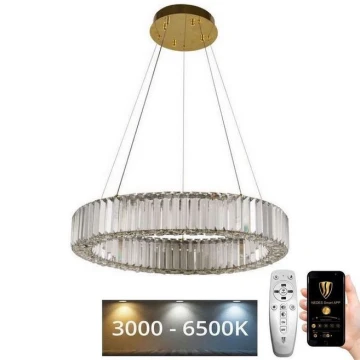 LED Dimbaar kristal Hanglamp aan een touw LED/40W/230V 3000-6500K chroom/goud + afstandsbediening