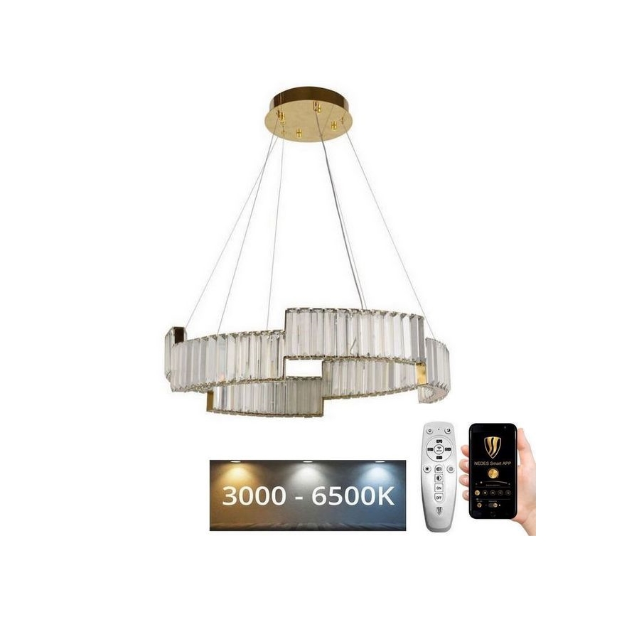 LED Dimbaar kristal Hanglamp aan een touw LED/40W/230V 3000-6500K goud + afstandsbediening