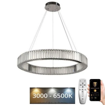 LED Dimbaar kristal Hanglamp aan een touw LED/50W/230V 3000-6500K chroom + afstandsbediening