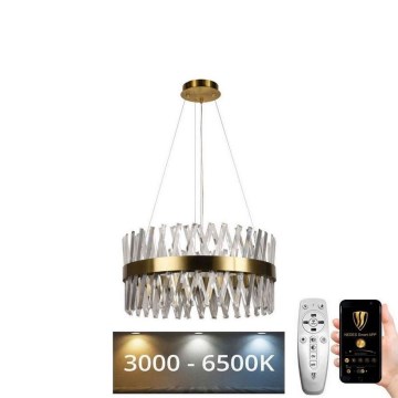 LED Dimbaar kristal Hanglamp aan een touw LED/80W/230V 3000-6500K goud + afstandsbediening