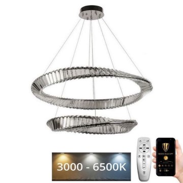 LED Dimbaar kristal Hanglamp aan een touw LED/90W/230V 3000-6500K chroom + afstandsbediening